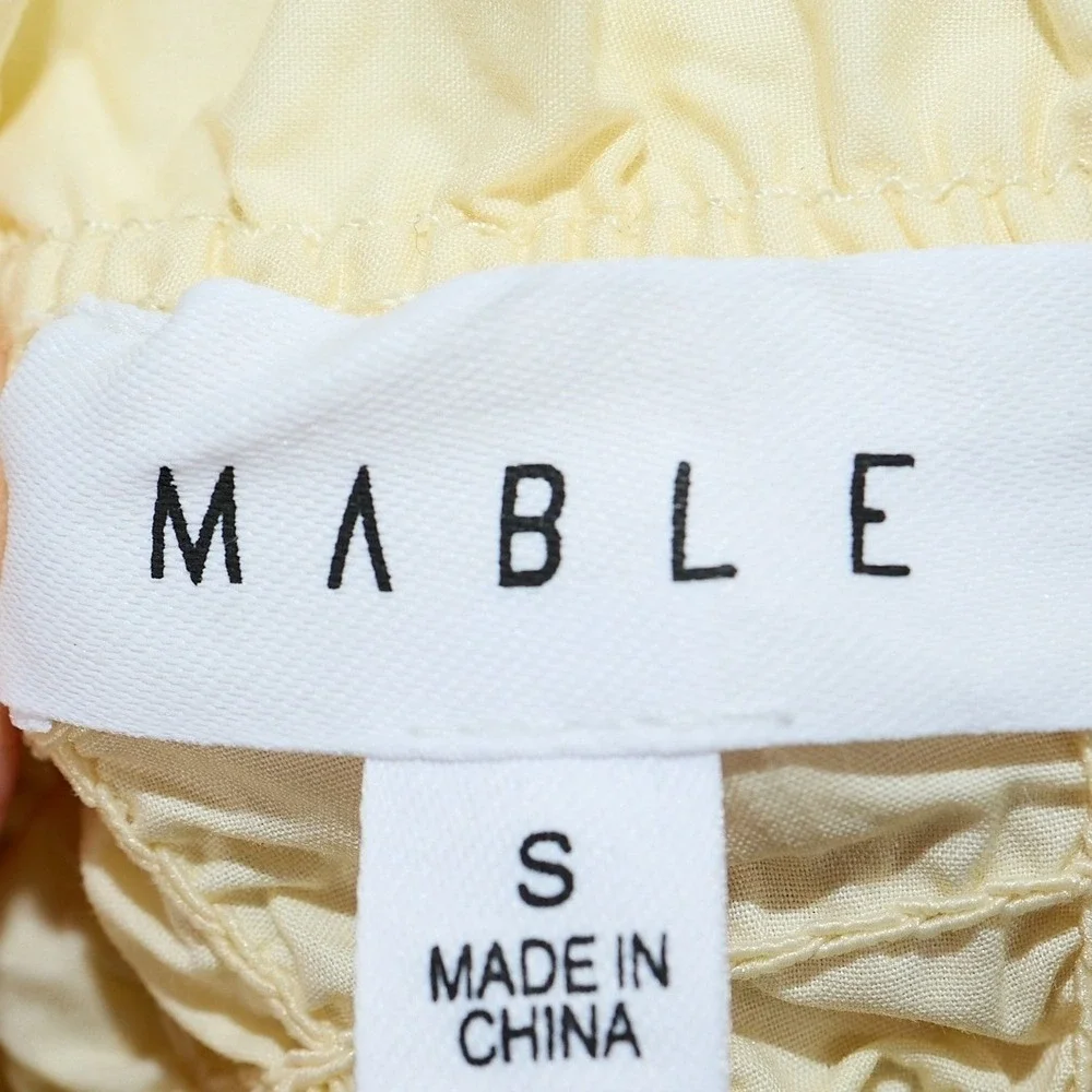 Mable Yellow Smocked Tie Shoulder Peplum Cami Top Size Small‎ Cotton MT1242